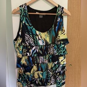 Multicolor Sleeveless Ruffle Top